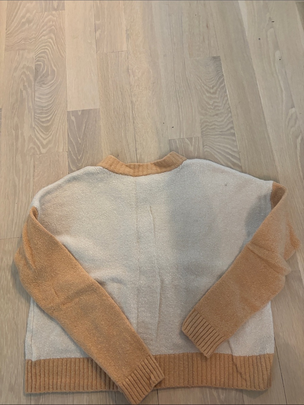 Madewell Cream and Camel Two‑Tone Button Front Cardigan - Picture 3 of 3